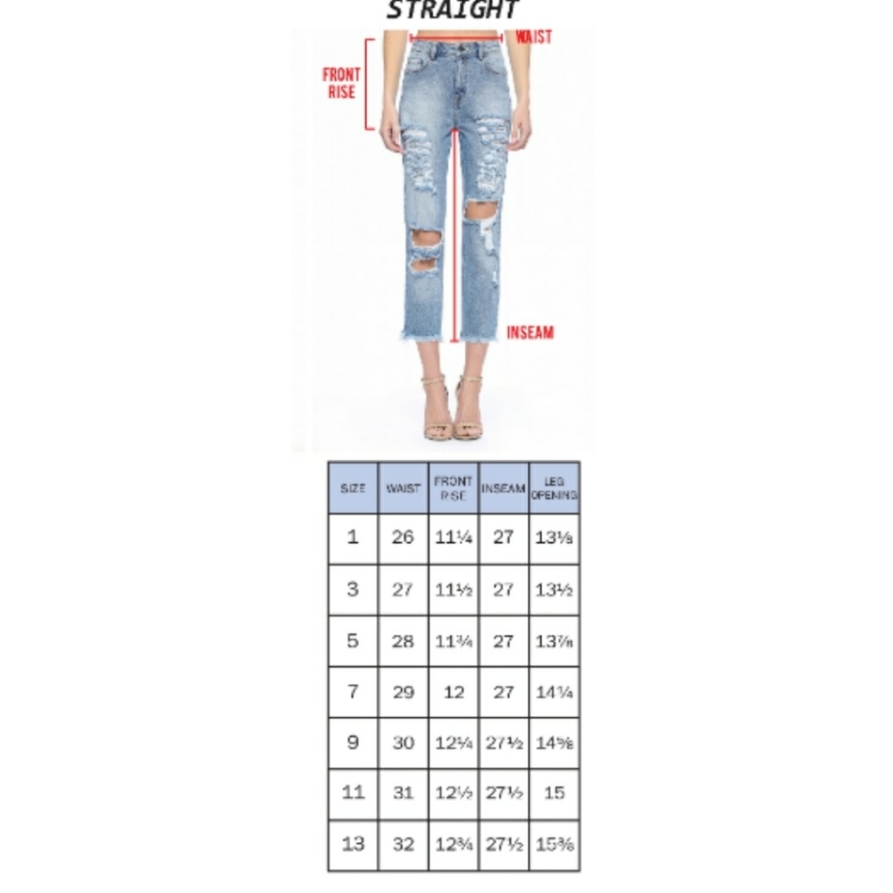 Size 1 3 5 Cello High Rise Destroy Crop Straight - Picture 5 of 8